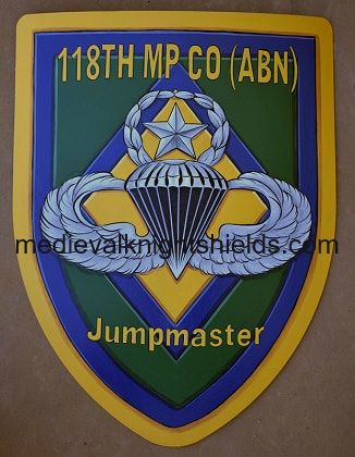 Army unit crest shield, metal knight shield