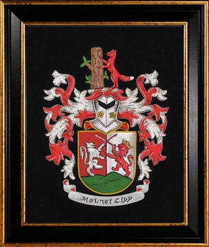Hand stitched family crest embroidery 