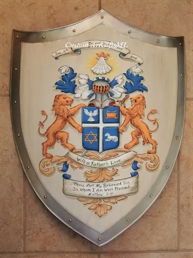 Religious Family Coat of Arms knight shield