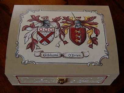 Wedding Gift Coat of Arms - custom family crest box Gibbons - OBrien