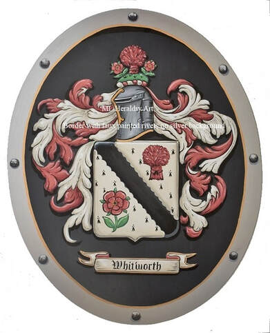Custom Coat of Arms shield 24 x 30 inch oval aluminum shield,