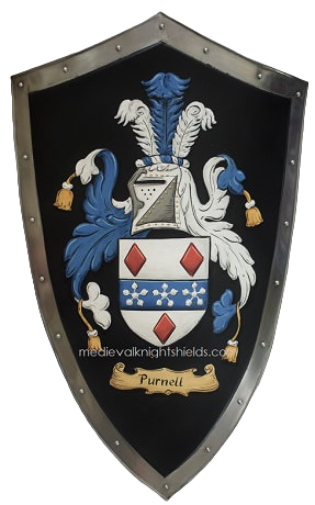 Purnell family crest metal shield