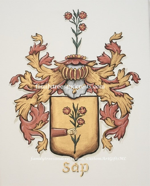 Sap family coat of arms painting