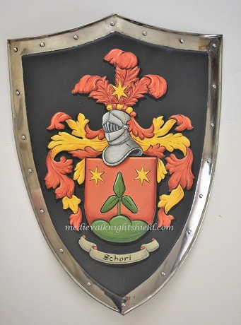Schori Coat of Arms shield -  metal knight shield