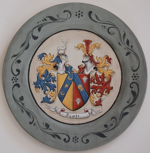 Family crest wooden plate