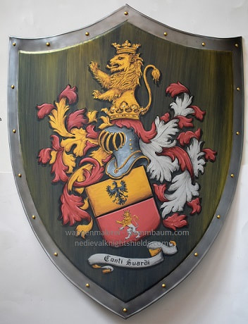 Suardi Custom Coat of Arms  29 x 24 inch ​medieval knight shield 
