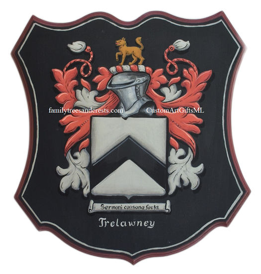 Trelawney family crest wall plaque