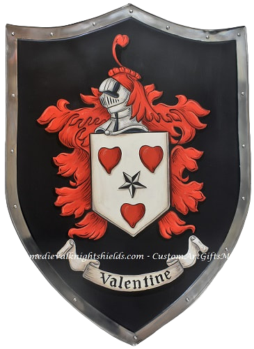 Valentine family crest knight shield