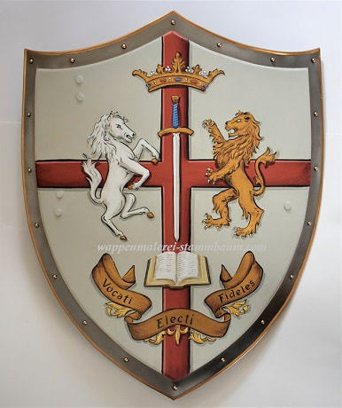 Religious Coat of Arms metal shield  18 x 24 inch