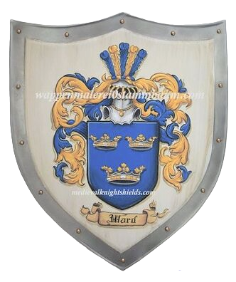 Hand painted knight shield -  Ward Coat of Arms
