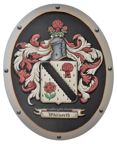 Whitworth Coat of Arms shield 24 x 30 inch oval aluminum shield