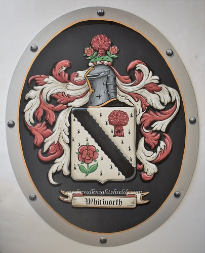 Whitworth Coat of Arms shield 24 x 30 inch oval aluminum shield